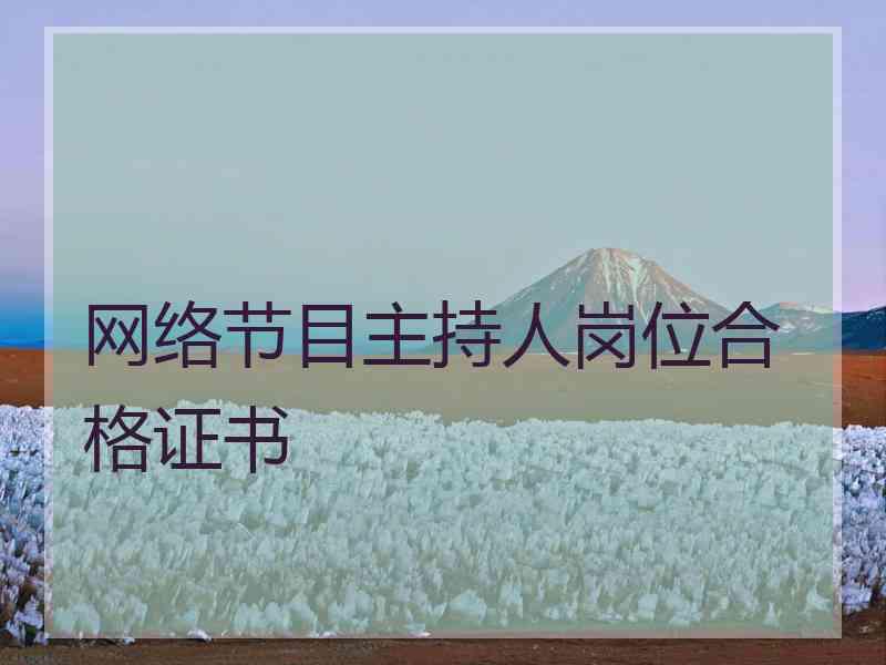 网络节目主持人岗位合格证书