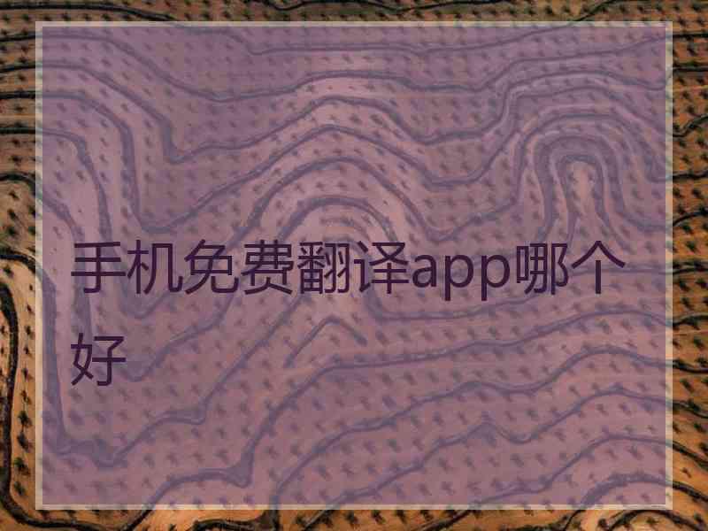 手机免费翻译app哪个好