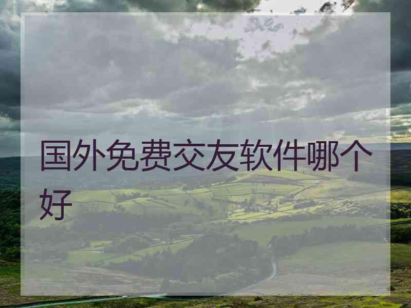 国外免费交友软件哪个好