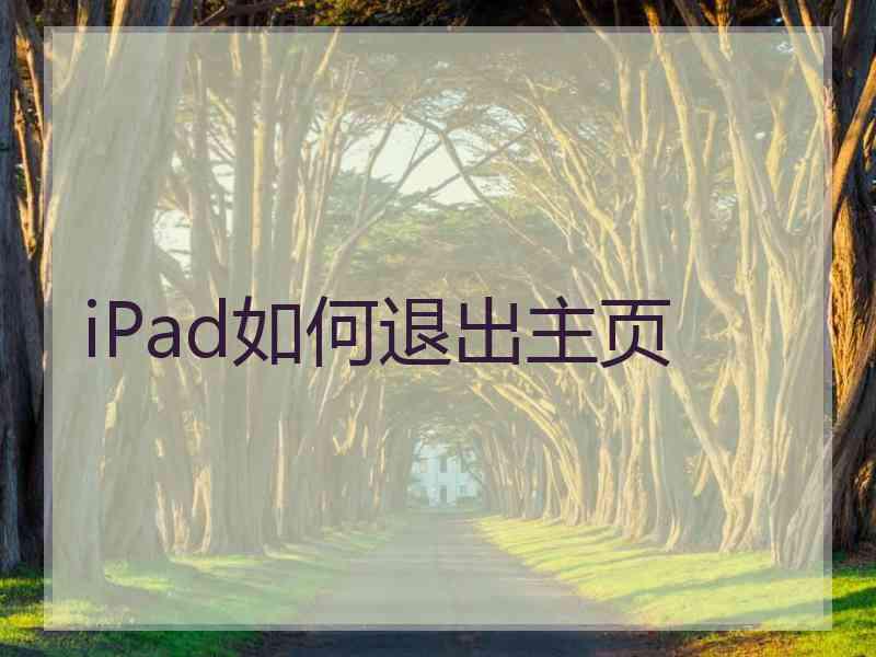 iPad如何退出主页