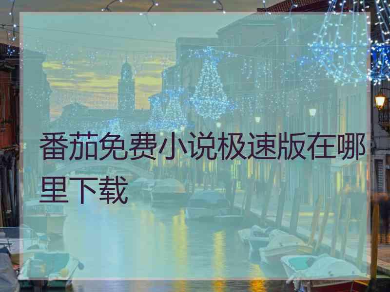 番茄免费小说极速版在哪里下载